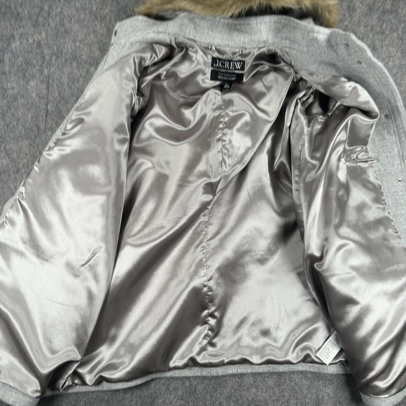 J.Crew Chateau Parka Coat Womens 16 Gray Italian Stadium Cloth Nello Gori Fur - Picture 13 of 16